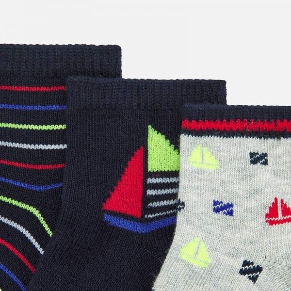 Infant Navy Assorted 3 Pack Socks