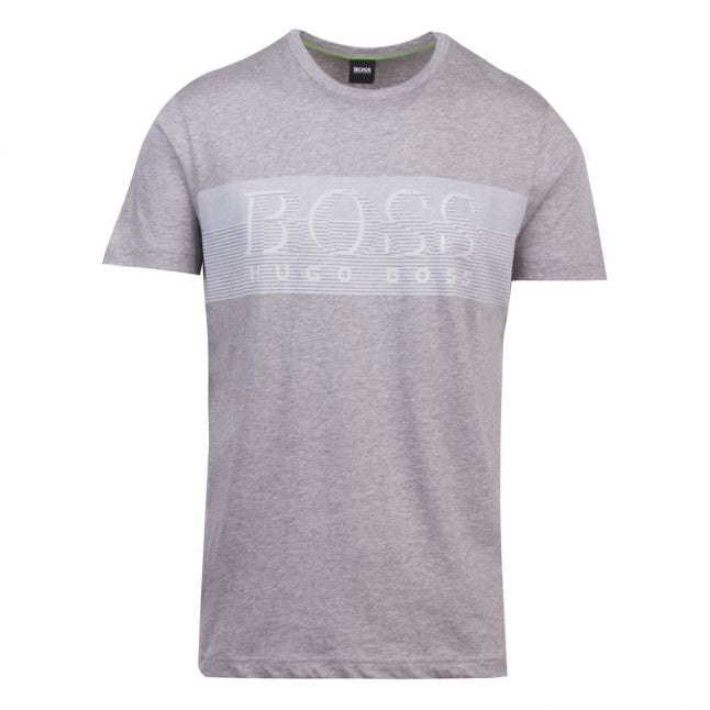 Athleisure Mens Light Grey Tee 2 Stripe Logo S/s T Shirt