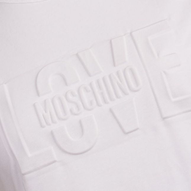 Womens White Embossed Logo S/s T Shirt