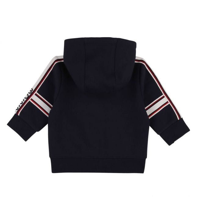 Toddler Navy Branded Stripe Hooded Zip Sweat Top