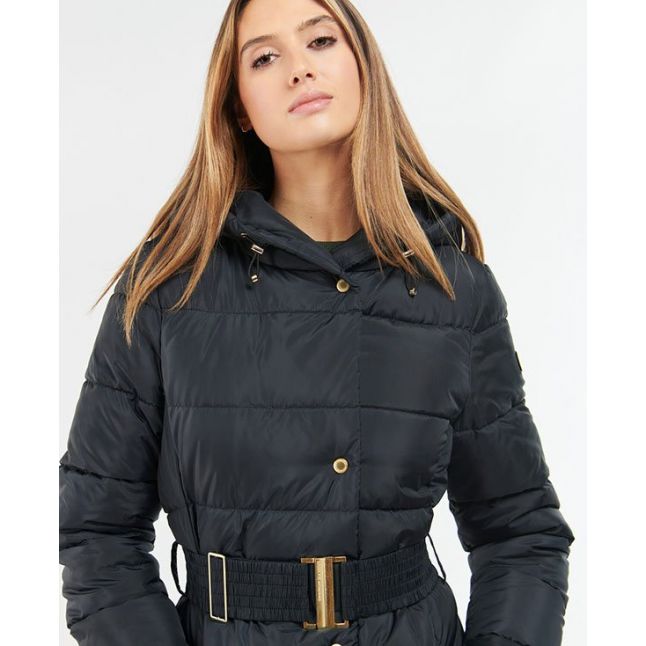 Womens Black Track Line Quilted Jacket