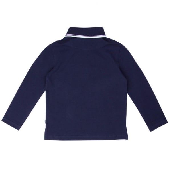 Boys Navy Tipped L/s Polo Shirt