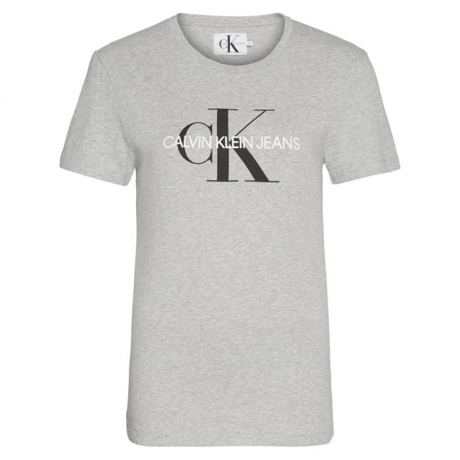 Womens Grey Heather Monogram Logo Regular Fit S/s T Shirt