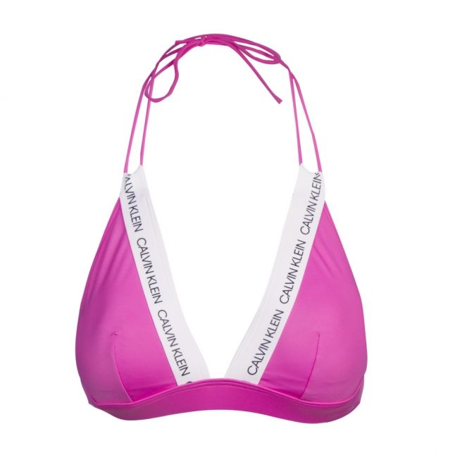 Womens Pink Fixed Triangle Bikini Top