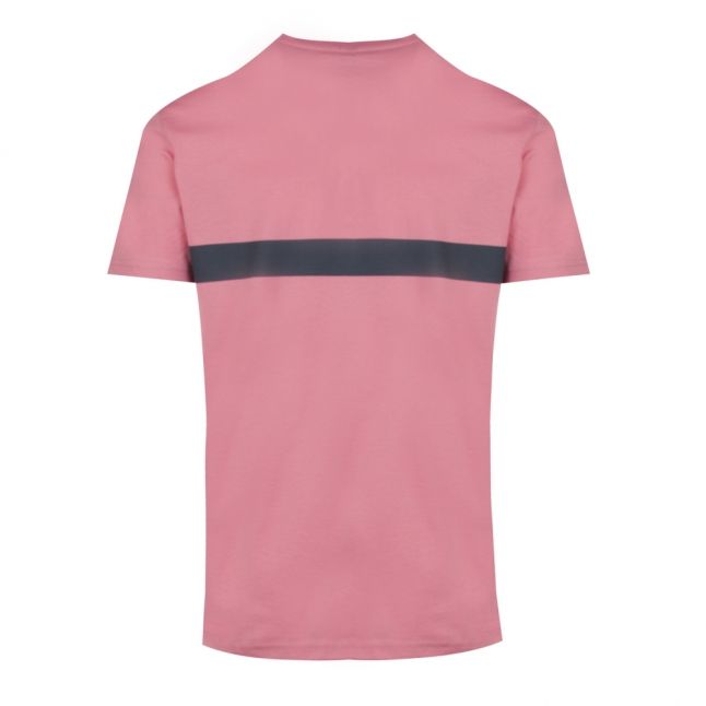 Mens Dusky Pink Logo Stripe Slim Fit Beach S/s T Shirt