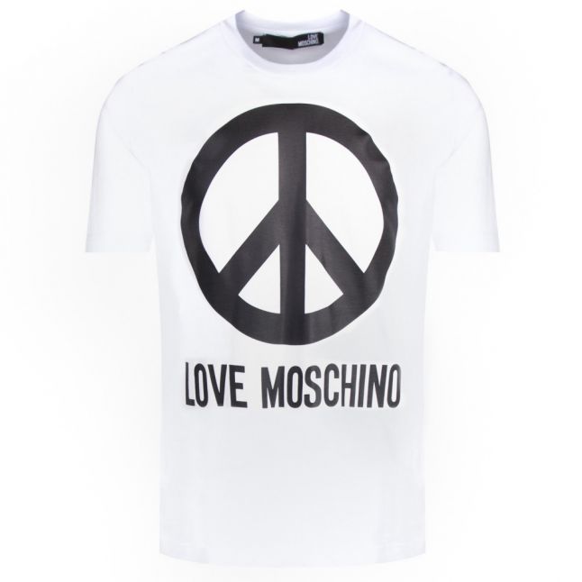 Mens Optical White Peace Logo Regular Fit S/s T Shirt