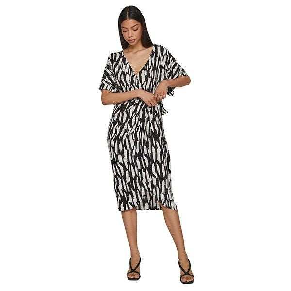 Womens Black Vilaya Midi Wrap Dress