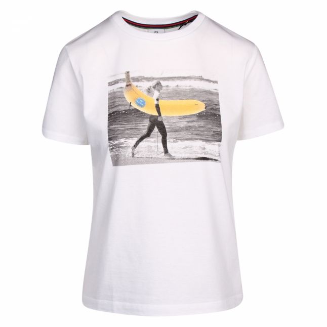 Womens White Banana Surf S/s T Shirt