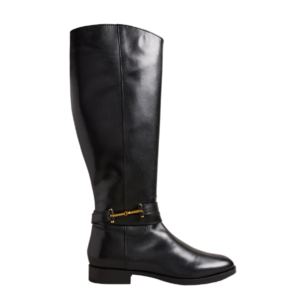 Womens Black Rydier Leather Knee High Boots