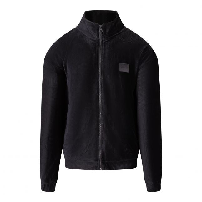 Mens Black Damtor Velour Zip Up Sweat