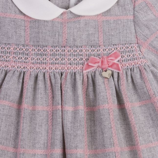 Baby Silver Plaid Bow Dress