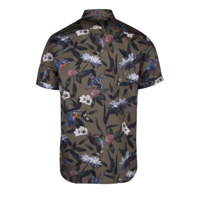 Mens Khaki Johnn Kingfisher Print S/s Shirt