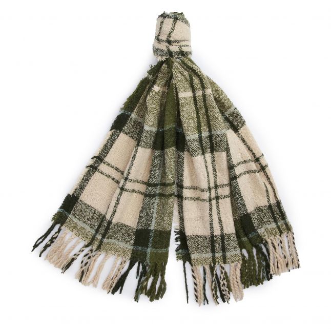 Womens Ancient Loden Tartan Boucle Scarf