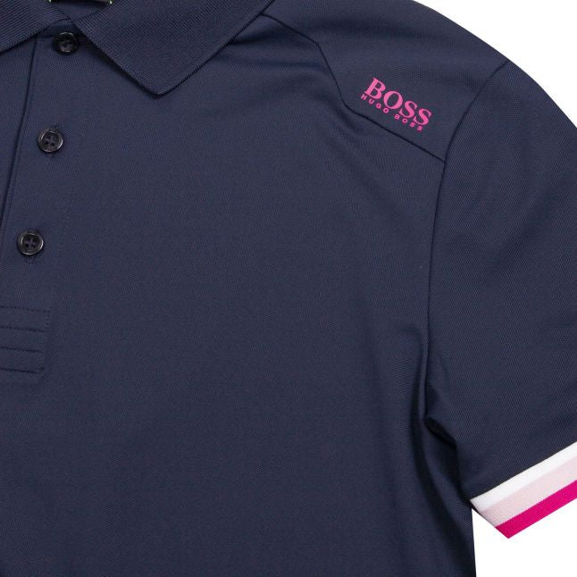 Athleisure Mens Navy/Pink Paule 6 Slim Fit S/s Polo Shirt