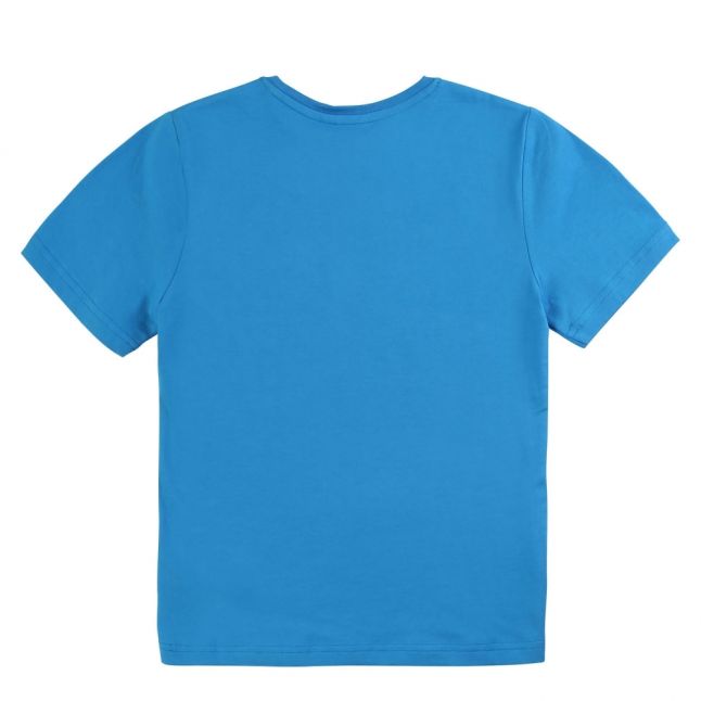 Boys Bright Blue Relief Line Logo S/s T Shirt