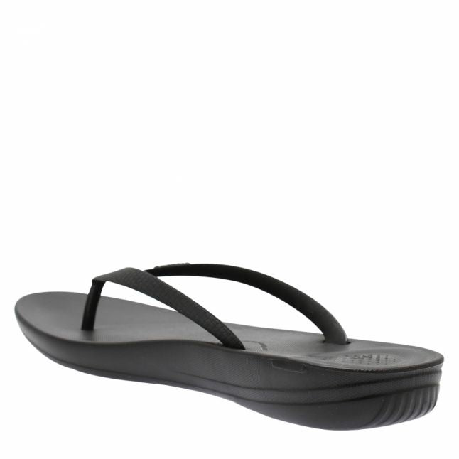 Womens All Black Iqushion Flip Flops