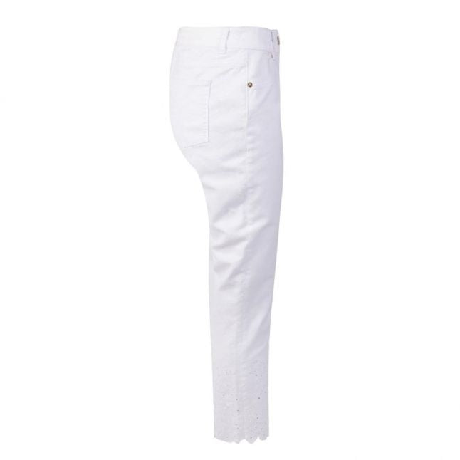 Womens White Marriaa Embroidered Hem Skinny Jeans