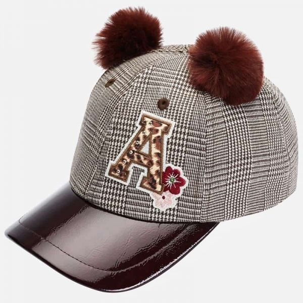 Girls Tartan Pom Patch Cap