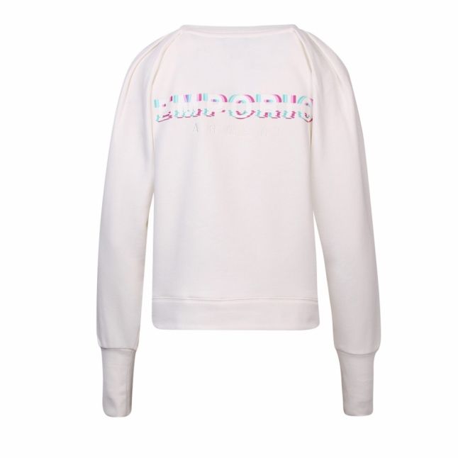 Womens White Puff Sleeve Sweat Top