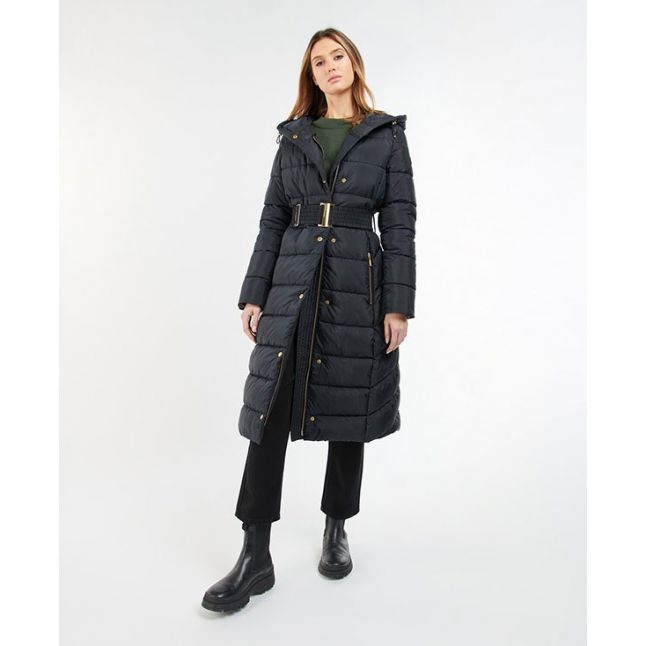 Womens Black Track Line Quilted Jacket