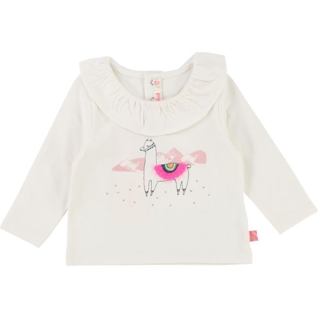 Baby White Alpaca Frill L/s T Shirt