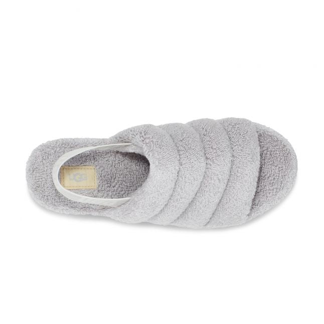 Womens Metal Grey UGG Slippers Fluff Yeah Terry