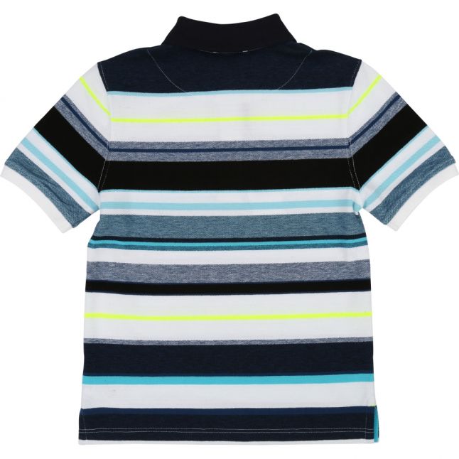 Boys Blue Branded Stripe S/s Polo Shirt