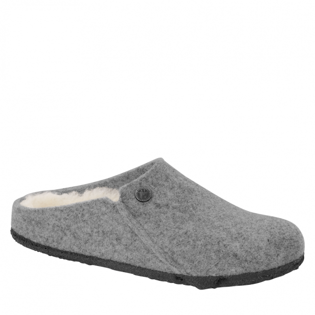 Womens Light Grey Felt Zermatt Shearling Slippers