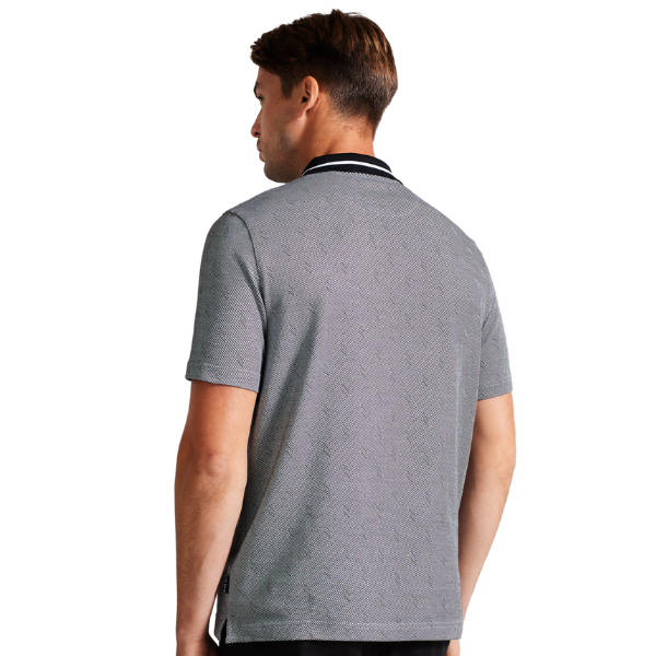 Mens Black Ginald Herringbone S/s Polo