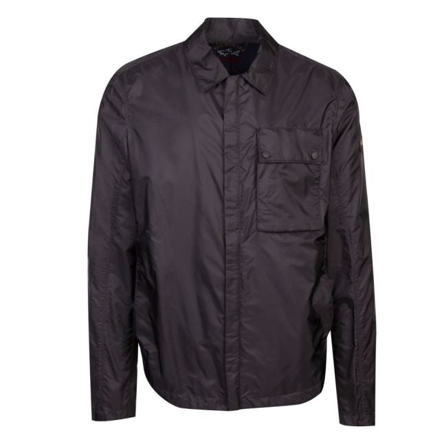 Mens Black Pocket Nylon Overshirt