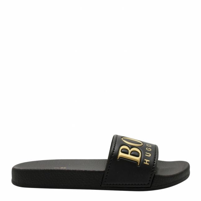 Boys Black/Gold Branded Slides (30-35)