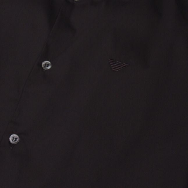 Mens Black Small Embroidered S/s Shirt