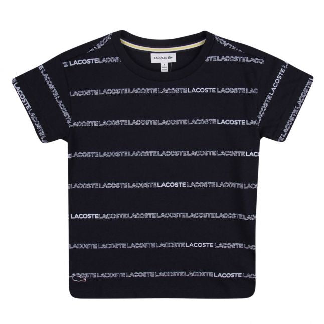 Boys Navy Branded Lines S/s T Shirt