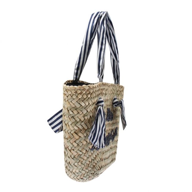 Girls Natural/Navy Rafia Summer Bag