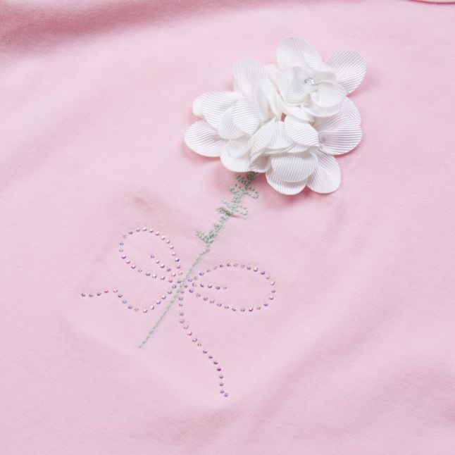 Girls Rose Embroidered Floral S/s T Shirt