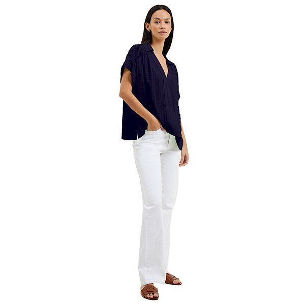 Womens Marine Birch Seersucker Popover S/s Shirt