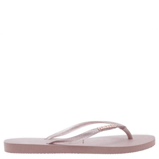 Womens Rose Slim Logo Metallic Flip Flops