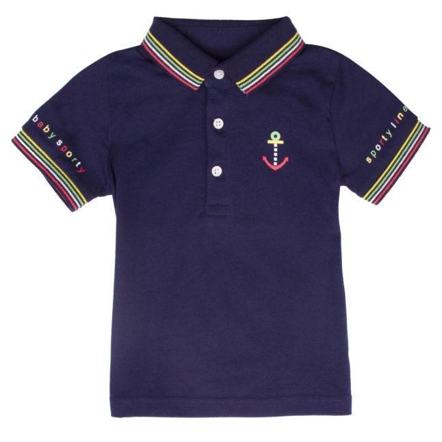 Infant Blue Stripe Detail S/s Polo Shirt