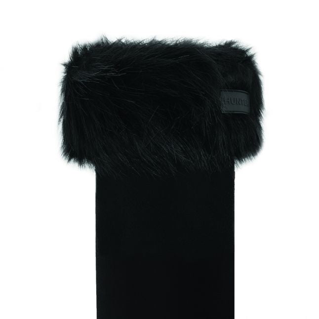 Kids Black Faux Fur Cuff Boot Socks