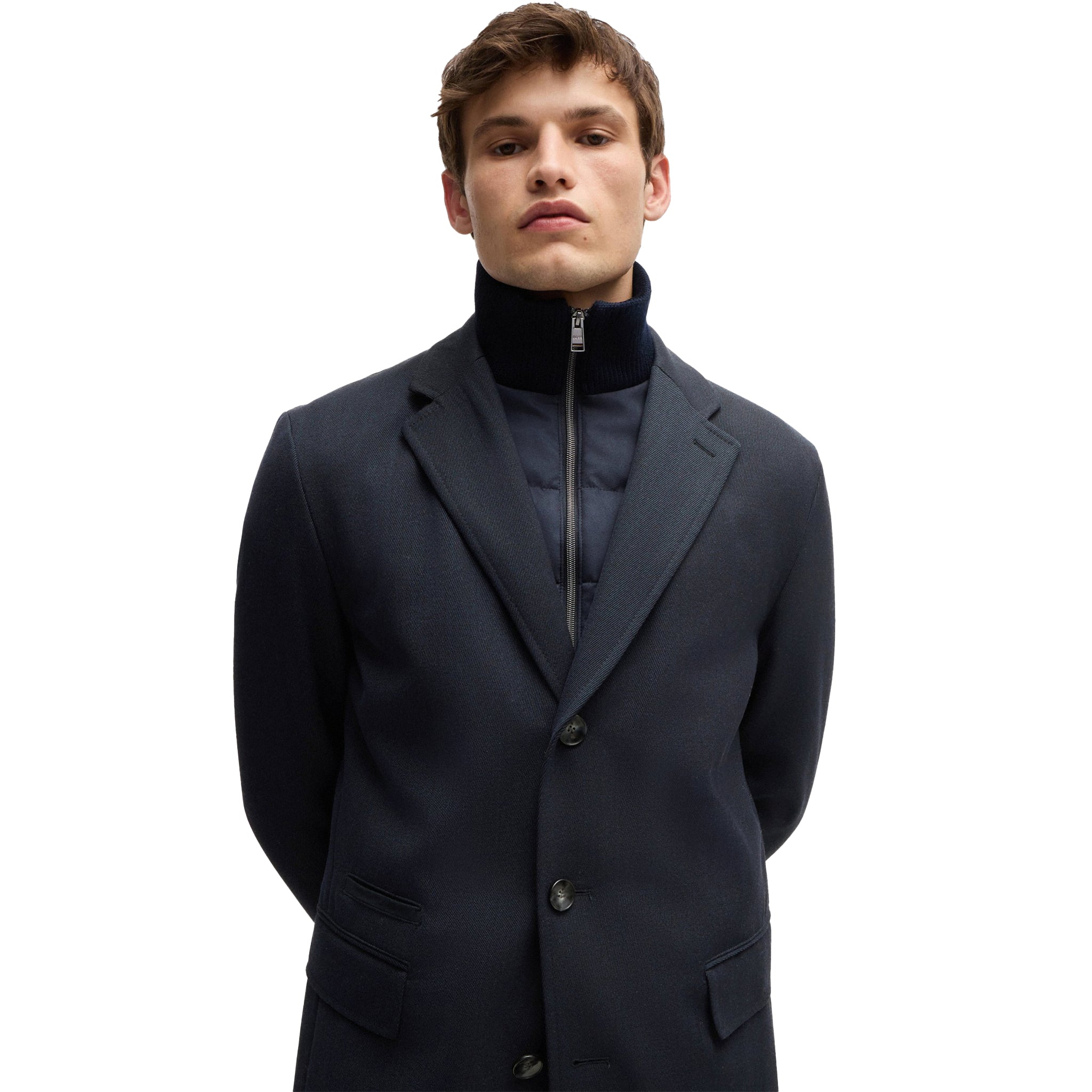 Mens BOSS Dark Blue H-Hyde-Bib-234 Coat