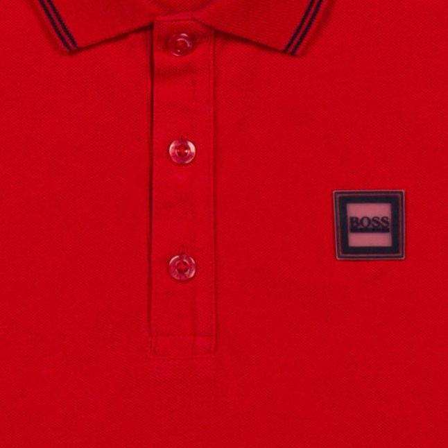 Boys Red Tipped Badge S/s Polo Shirt