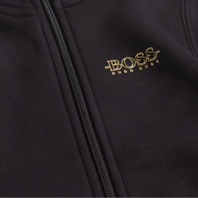 Boys Black/Gold Branded Hooded Zip Through Sweat Top