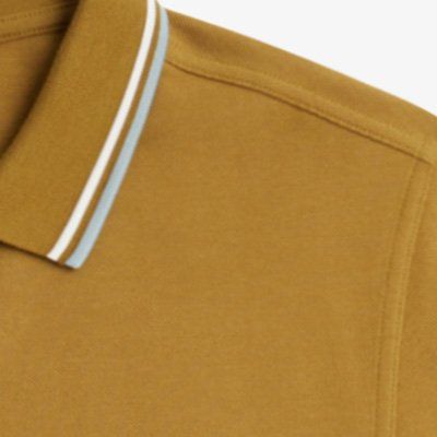 Mens Dark Caramel/Snow White/Silver Blue Twin Tipped S/s Polo