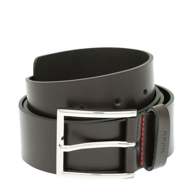 Mens Dark Brown Giaspo Leather Belt