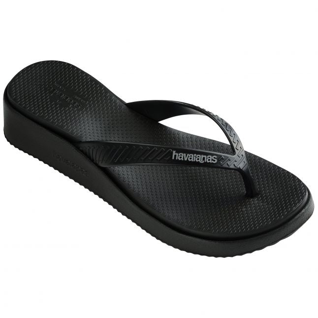 Womens Black High Flatform Flip Flops