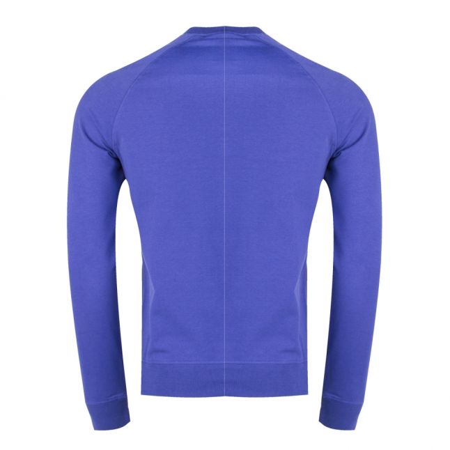 Mens Blue Embossed Logo Crew Sweat Top