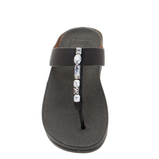 Womens Black Fino Bejewelled Toe Post Sandals