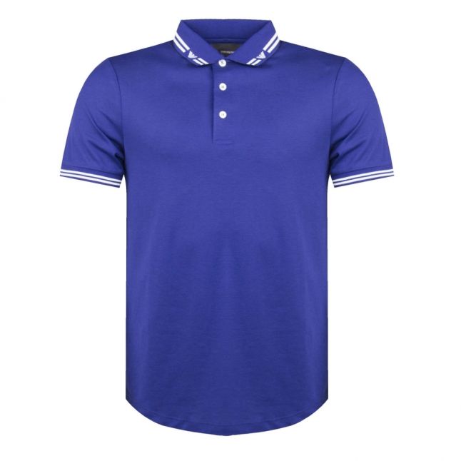 Mens Blue Tipped Logo S/s Polo Shirt