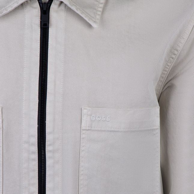 Mens BOSS Light Beige Luddy-zip Overshirt