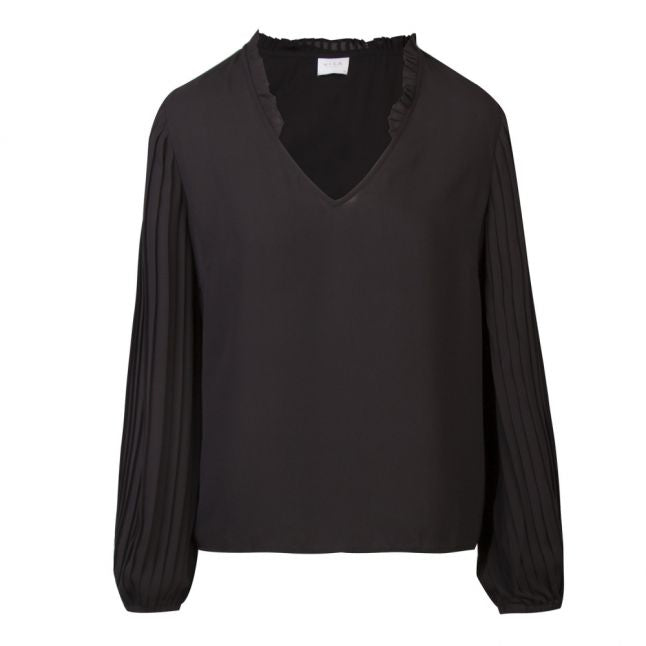 Womens Black Viculta Pleated Sleeve Blouse